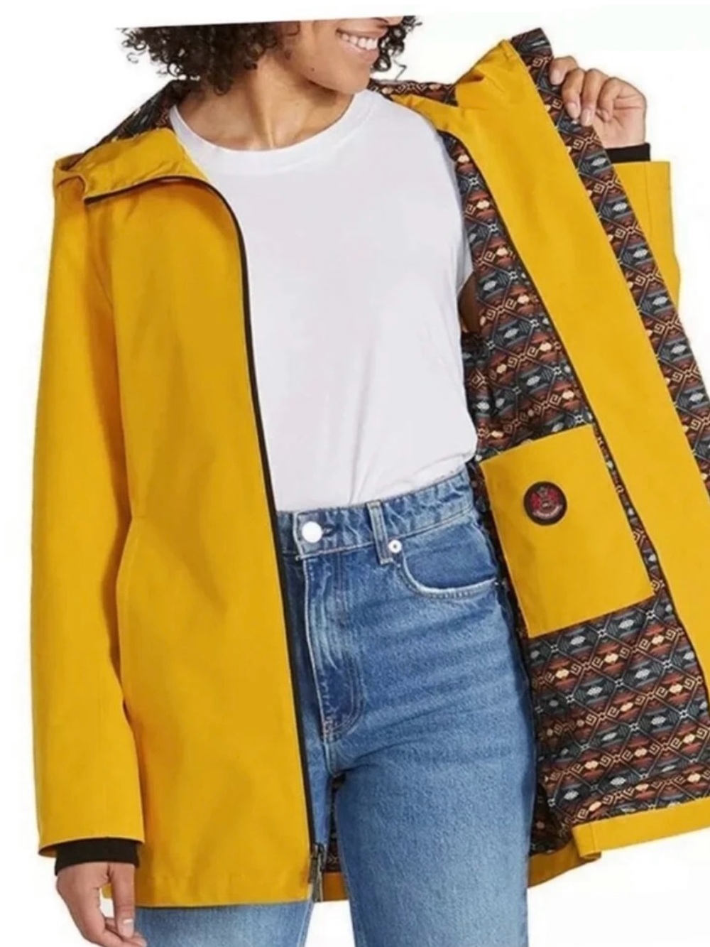 Pendleton Hooded Rain Jacket Slicker – Goldenrod Yellow Harding Pattern XL